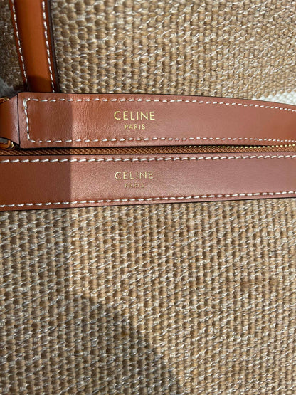 CELINE BUCKET 25 IN PRINTED CANVAS BROWN WHITE