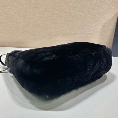 PRADA HOBO BAG 23 IN BLACK RABBIT FUR