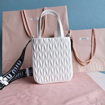 MIU MIU TOTE 18 BAG IN WHITE CALFSKIN