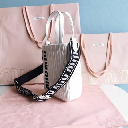 MIU MIU TOTE 18 BAG IN WHITE CALFSKIN