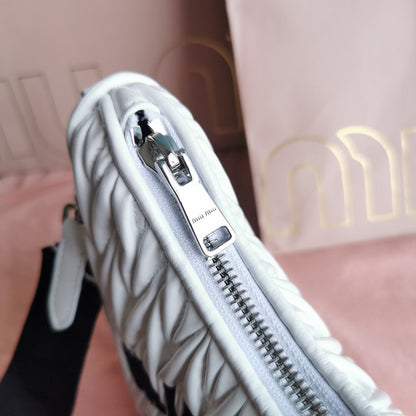 MIU MIU MATELASSé 21 BAG IN WHITE SATIN