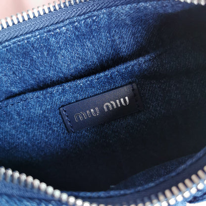 MIU MIU MATELASSé 21 BAG IN NAVY BLUE DENIM