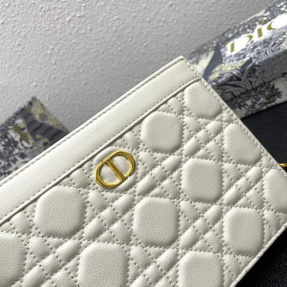 DIOR CARO POUCH 19 BAG IN WHITE CALFSKIN