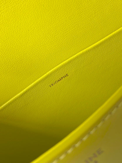 CELINE 20 CHAIN EMBOSSED ARMPIT BAG CHARTREUSE YELLOW CALFSKIN