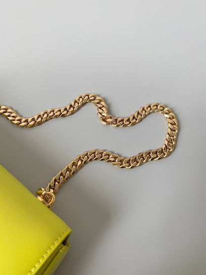 CELINE 20 CHAIN EMBOSSED ARMPIT BAG CHARTREUSE YELLOW CALFSKIN