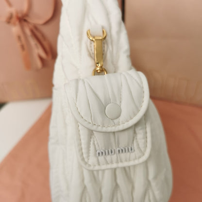 MIU MIU WANDER 28 BAG IN WHITE ECO - FRIENDLY NYLON