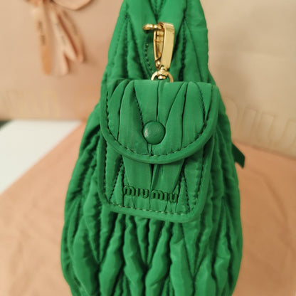 MIU MIU WANDER 28 BAG IN GREEN ECO - FRIENDLY NYLON