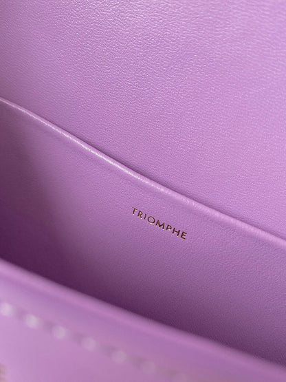 CELINE 20 CHAIN EMBOSSED ARMPIT BAG PURPLE CALFSKIN