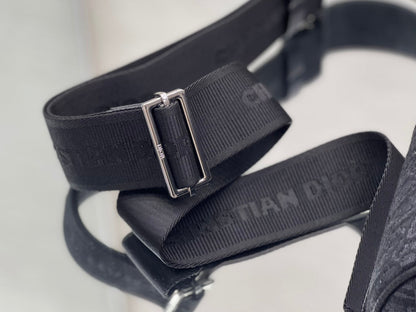 DIOR ROUND BUCKET 21 BAG IN BLACK LAMBSKIN