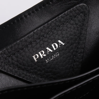 PRADA 18 DYNAMIQUE LOGO TOTE BAG IN BLACK CALFSKIN