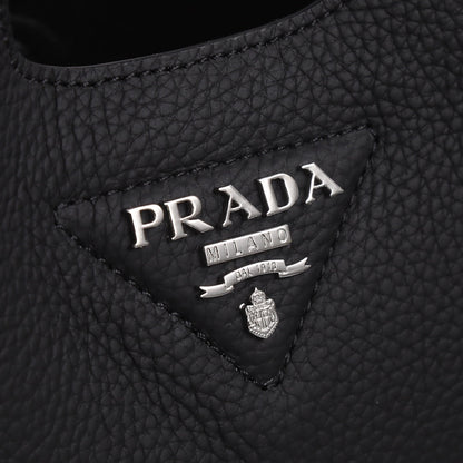 PRADA 18 DYNAMIQUE LOGO TOTE BAG IN BLACK CALFSKIN