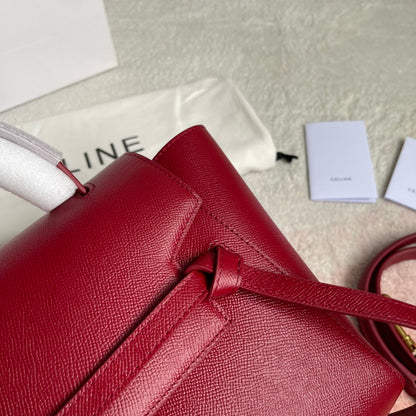 CELINE FISH BAG 24 CHERRY RED COWHIDE LEATHER