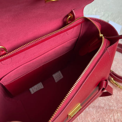 CELINE FISH BAG 24 CHERRY RED COWHIDE LEATHER