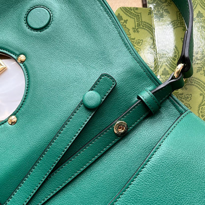 GUCCI BLONDIE SHOULDER BAG 28 IN CASTLETON GREEN LAMBSKIN GOLD HARDWARE
