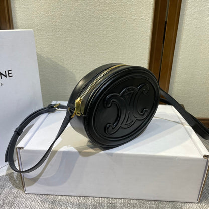 CELINE OVAL PURSE BAG 20 IN BLACK CALFSKIN