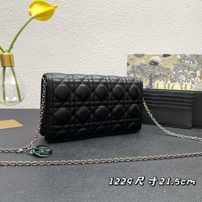 DIOR CARO SLIM POUCH 21 BAG IN BLACK CALFSKIN