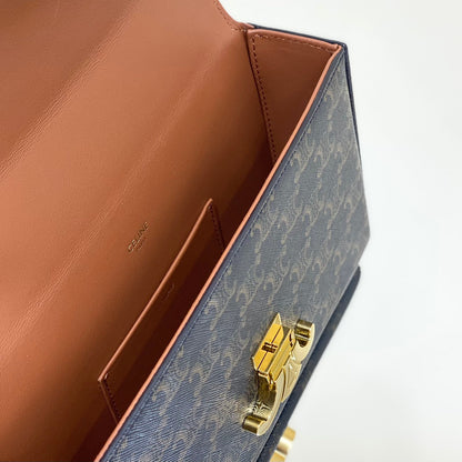 CELINE BOX TRIOMPHE 22 BLACK PATTERN NATURAL CALFSKIN