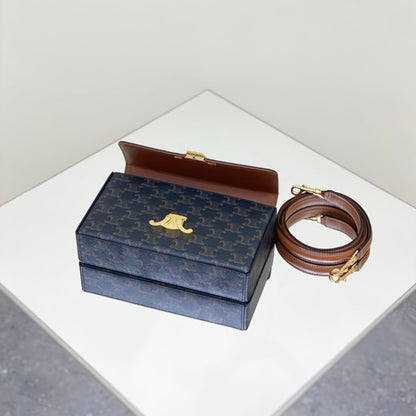 CELINE BOX TRIOMPHE 22 BLACK PATTERN NATURAL CALFSKIN