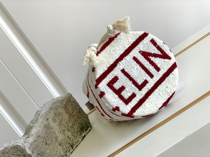 CELINE TRIPHOME 19 EMBROIDERED FABRIC WHITE RED