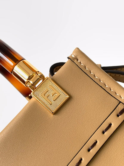 FENDI Fend Mini Sunshine Shopper Bag 18 Beige Leather