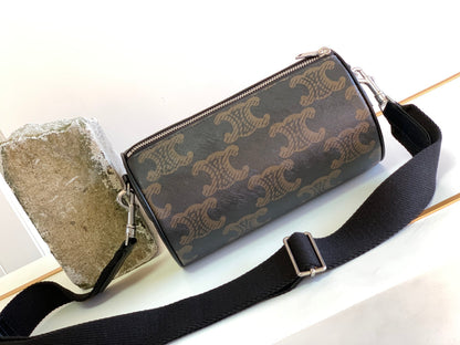 CELINE CYLINDRICAL 22  BAG BLACK BROWN COWHIDE