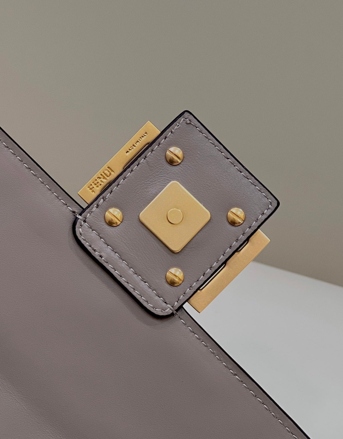 FENDI BAGUETTE WITH FF MOTIF 27 IN PINE CONE SOFT LAMBSKIN GOLD HARDWARE