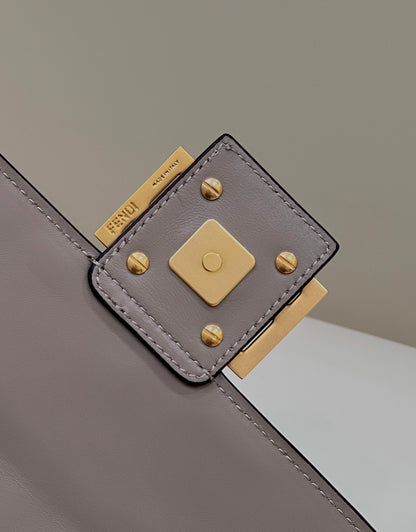 FENDI BAGUETTE WITH FF MOTIF 27 IN PINE CONE SOFT LAMBSKIN GOLD HARDWARE