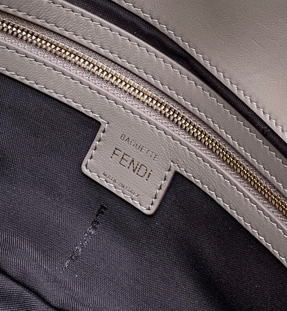 FENDI BAGUETTE WITH FF MOTIF 27 IN PINE CONE SOFT LAMBSKIN GOLD HARDWARE