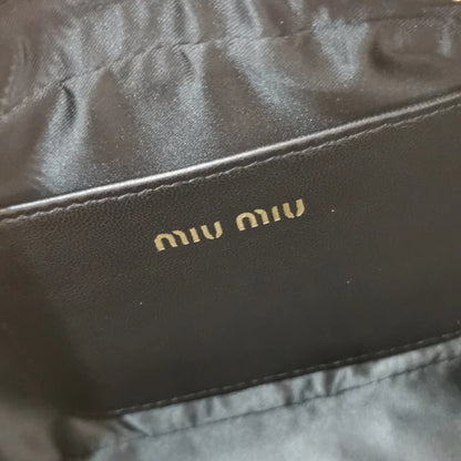 MIU MIU TOO PRETTY 17 HANDBAG BLACK LAMBSKIN