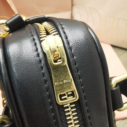 MIU MIU TOO PRETTY 17 HANDBAG BLACK LAMBSKIN