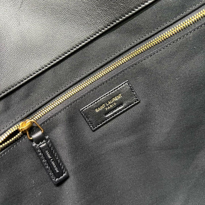 SAINT LAURENT ICARE 58 MAXI SHOPPING BAG IN BLACK LAMBSKIN GOLD-TONE METALLIC