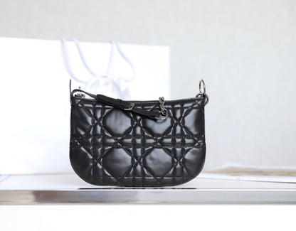 DIOR MINI CARO BAG 25 IN BLACK LAMBSKIN