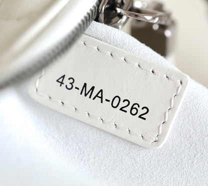 DIOR MINI CARO BAG 25 IN WHITE LAMBSKIN