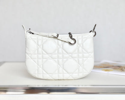 DIOR MINI CARO BAG 25 IN WHITE LAMBSKIN