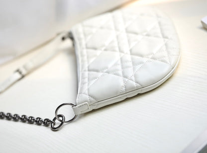 DIOR MINI CARO BAG 25 IN WHITE LAMBSKIN