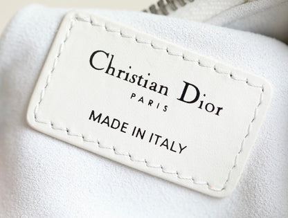 DIOR MINI CARO BAG 25 IN WHITE LAMBSKIN