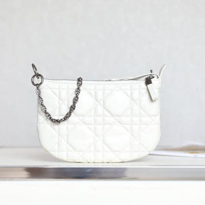 DIOR MINI CARO BAG 25 IN WHITE LAMBSKIN