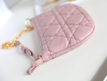 DIOR MINI CARO BAG 25 IN LIGHT PINK LAMBSKIN