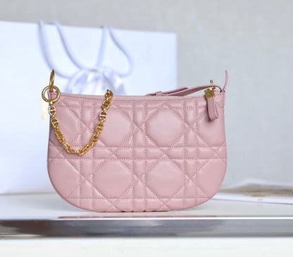 DIOR MINI CARO BAG 25 IN LIGHT PINK LAMBSKIN