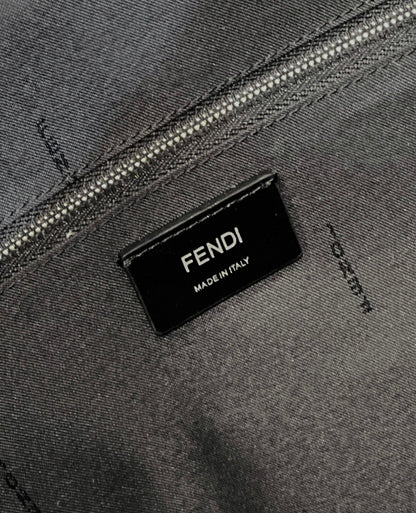 FENDI STRIKE LARGE 46 FF BLACK JACQUARD FABRIC BACKPACK
