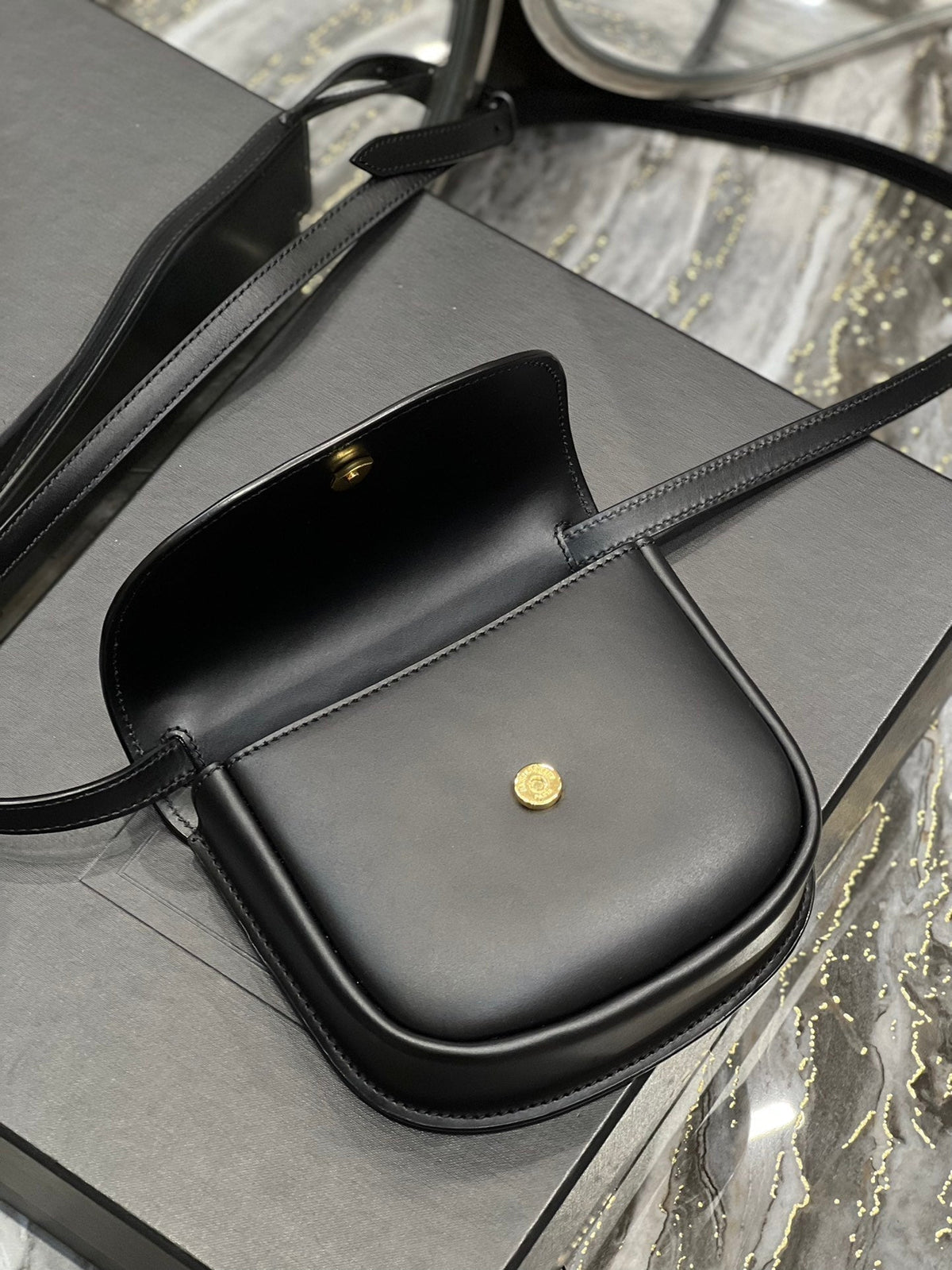 SAINT LAURENT KAIA SMALL 18 HANDBAG IN BLACK CALFSKIN