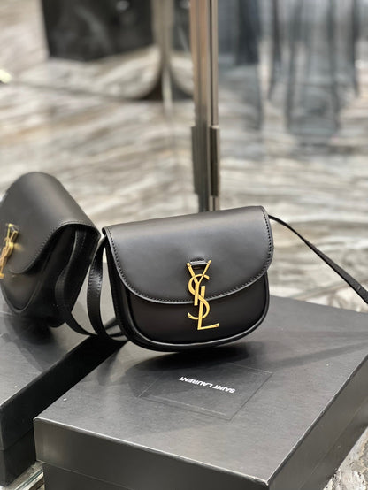 SAINT LAURENT KAIA SMALL 18 HANDBAG IN BLACK CALFSKIN