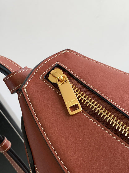 CELINE TRIOMPHE CLASSIC 25 WHITE BROWN CALFSKIN