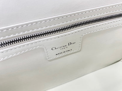 DIOR SMALL CAMP BAG 23 IN WHITE CALFSKIN
