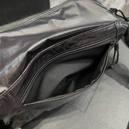 SAINT LAURENT CROSSBODY BAG 24 IN BLACK POLISHED NYLON