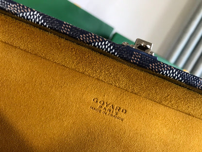 GOYARD GRAND HÔTEL TRUNK BAG 24 IN NAVY BLUE GOYARDINE CANVAS AND CALFSKIN