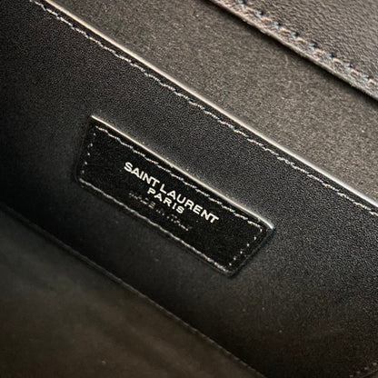 SAINT LAURENT KATE TASSEL 24 BLACK CALFSKIN WITH SILVER LOGO