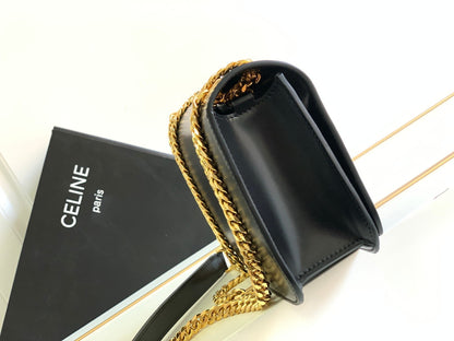 CELINE TRIOMPHE FRAME 23 BLACK CALFSKIN