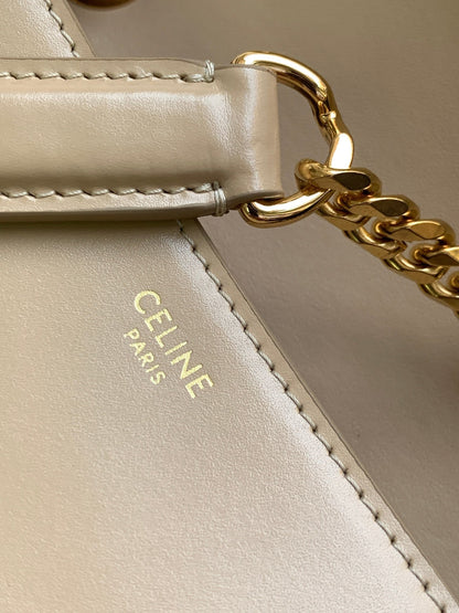 CELINE TRIOMPHE FRAME 23 BEIGE CREAM CALFSKIN