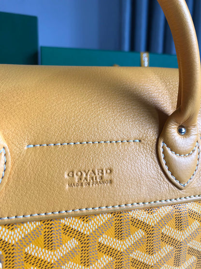 GOYARD ALPIN MINI BACKPACK 21 IN YELLOW LAMBSKIN AND GOYARDINE CANVAS